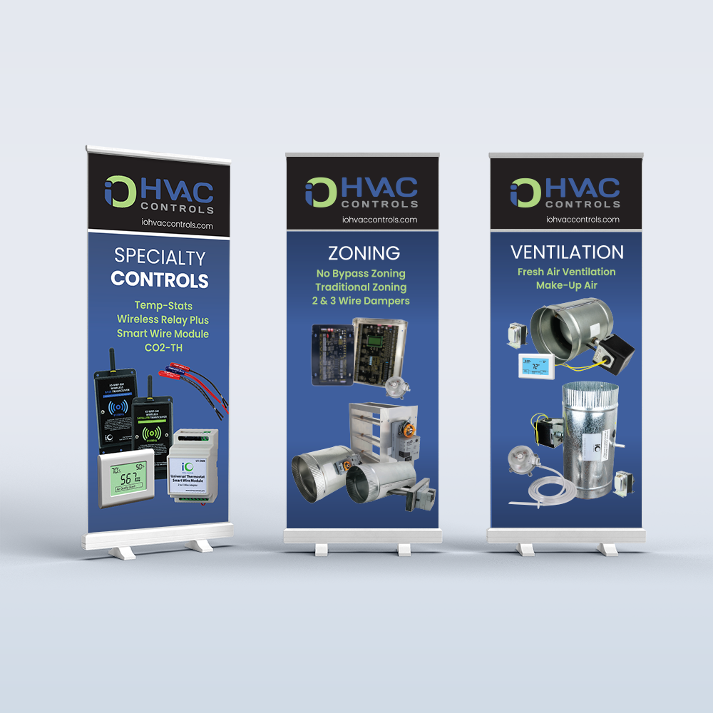 iO HVAC controls retractable banner design